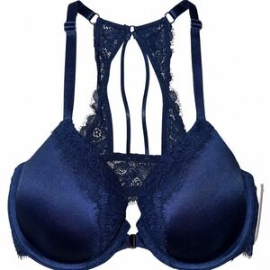 Auden The Radiant‎ Lace Front-Close Racerback Push-Up Bra 32D Smart Blue NWT